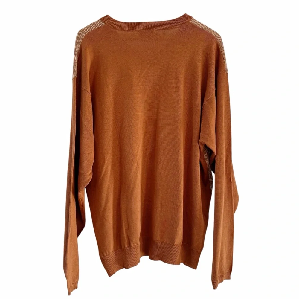 Silk Blend Sweater NEW VNeck Long Sleeve Pullover Ochre Earth Clay Mens Size XXL